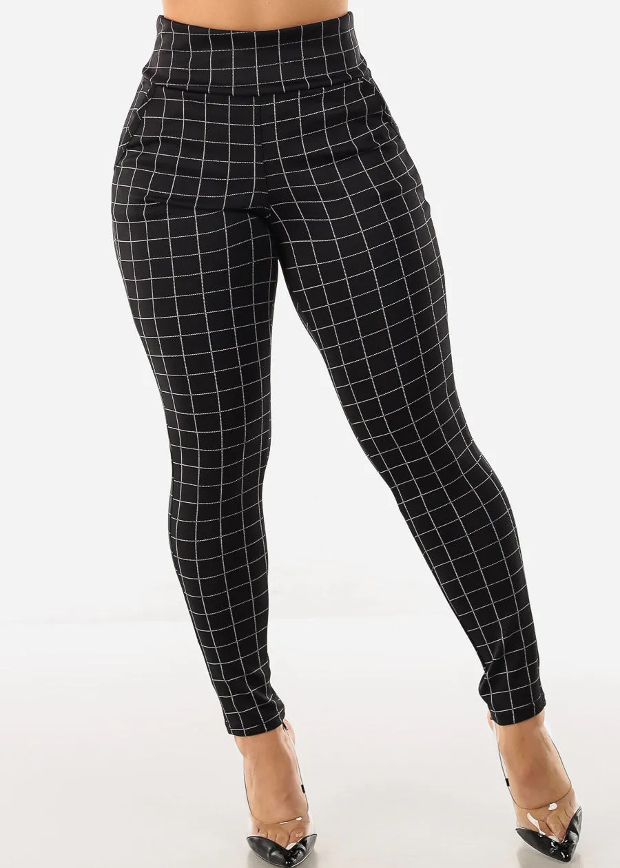 Super High Waist Black Butt Lift Skinny Pants Windowpane sold by Moda product image thumbnail 3