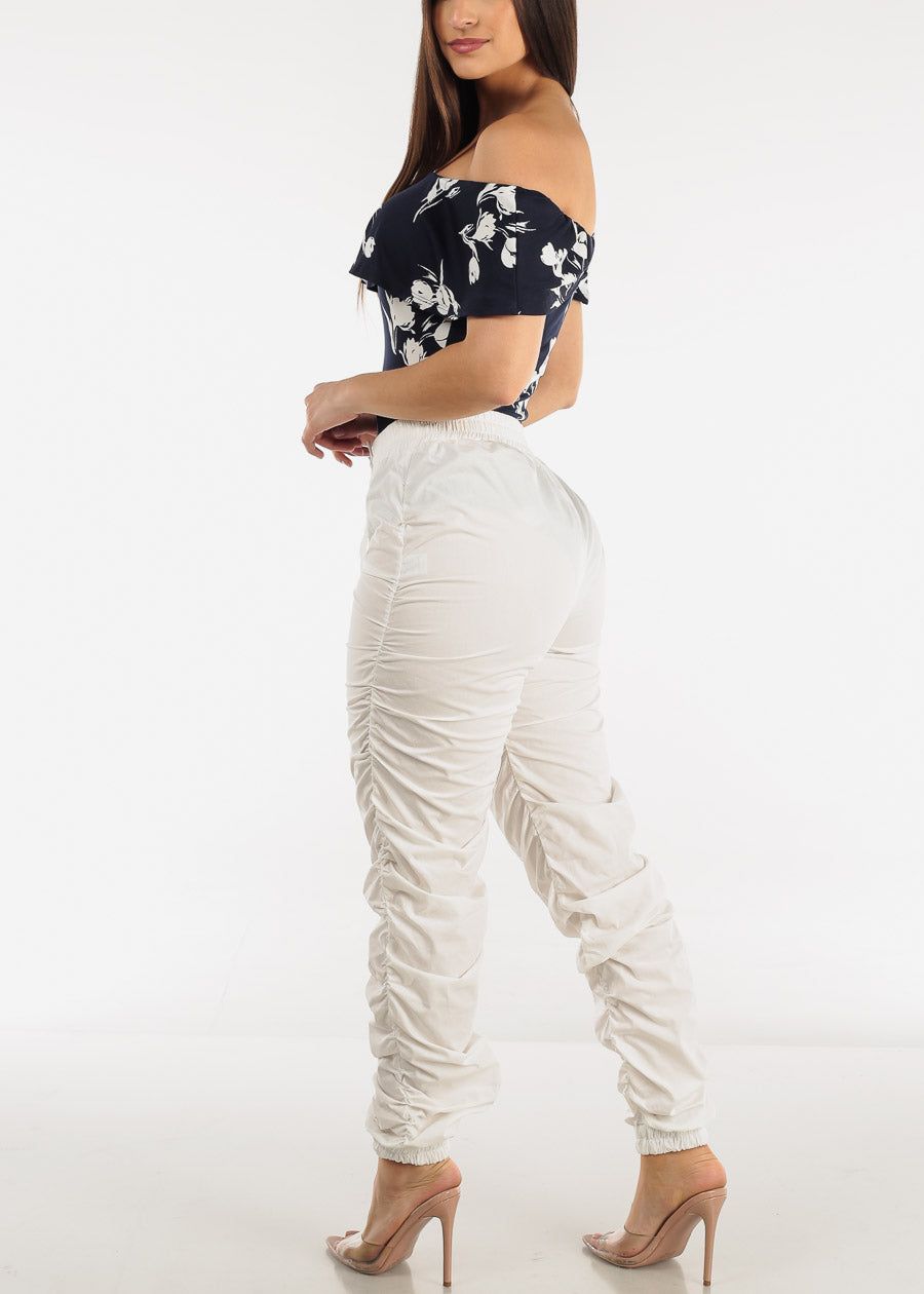 Drawstring Waist Ruched Jogger Pants Off White sold by Moda product image thumbnail 5
