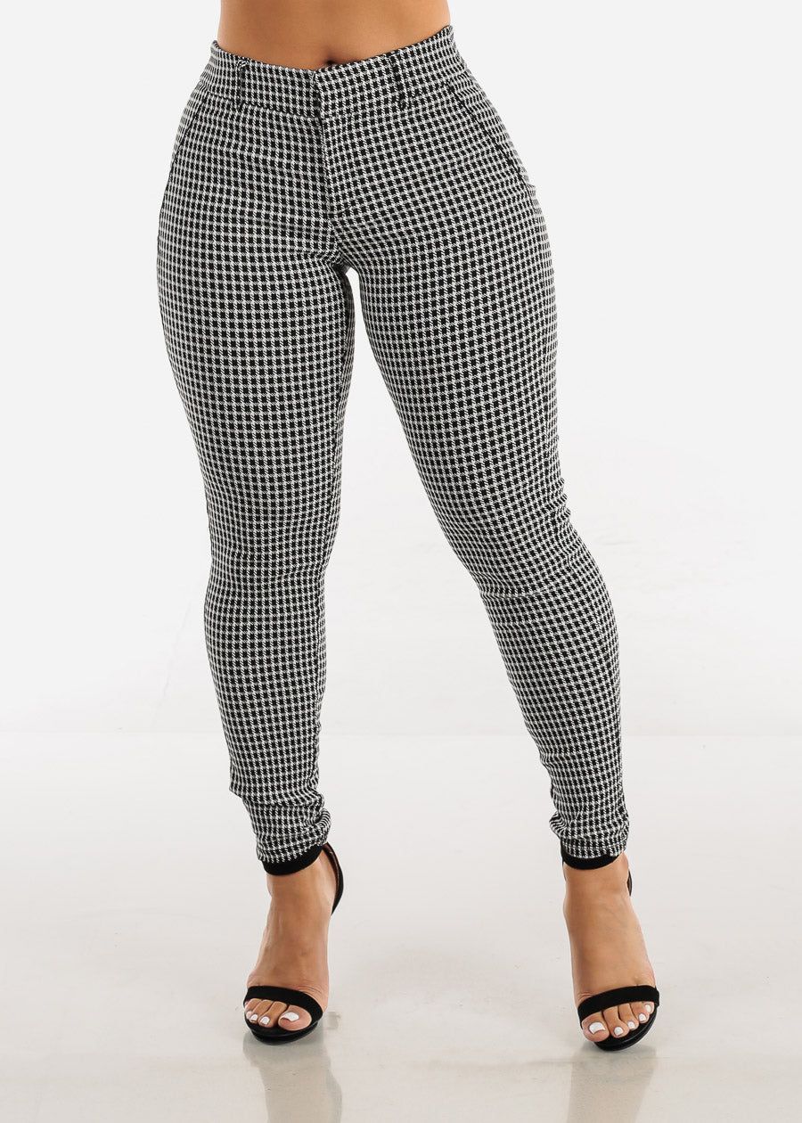 High Waisted Printed Skinny Pants B&W sold by Moda