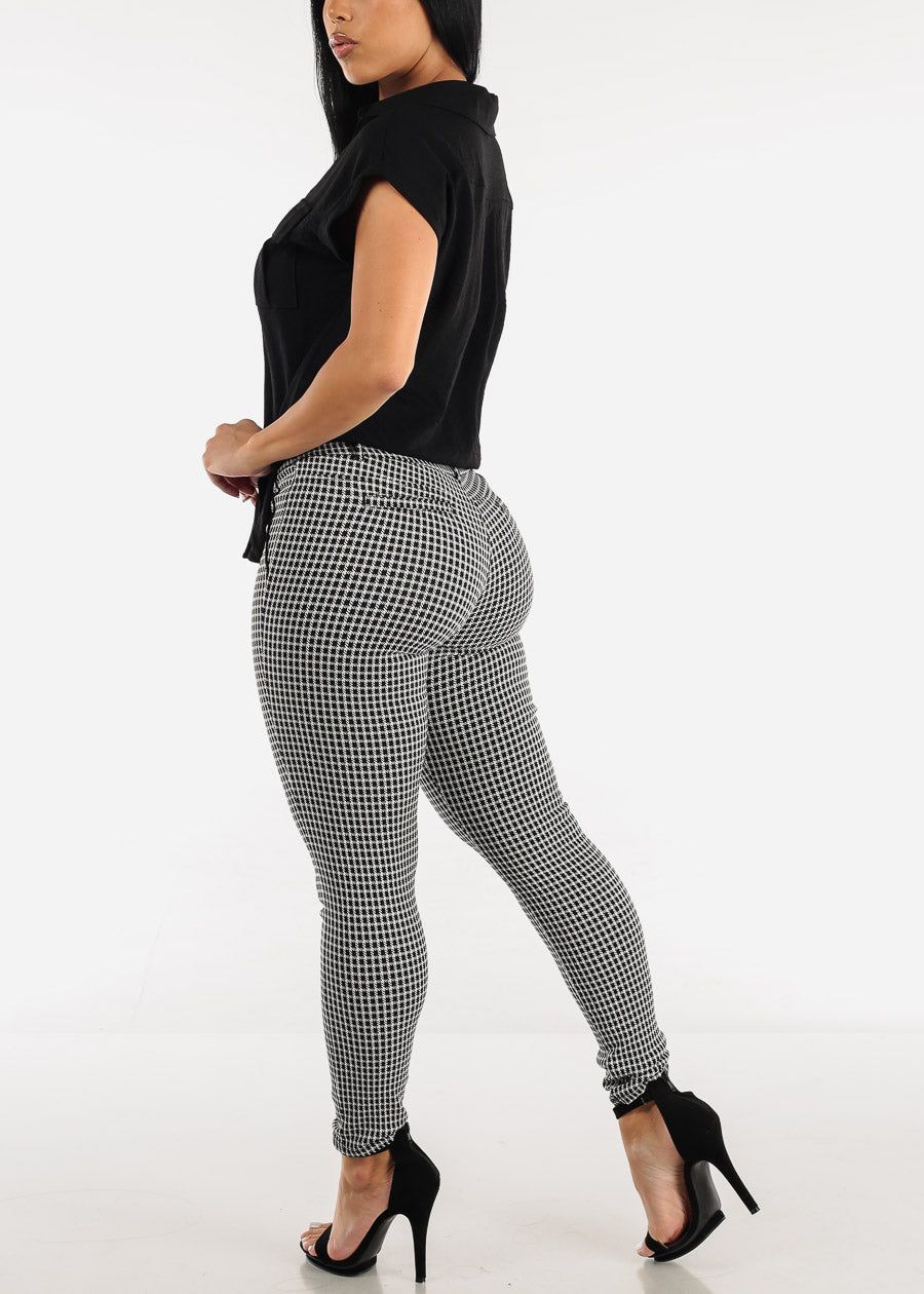 High Waisted Printed Skinny Pants B&W sold by Moda product image thumbnail 5