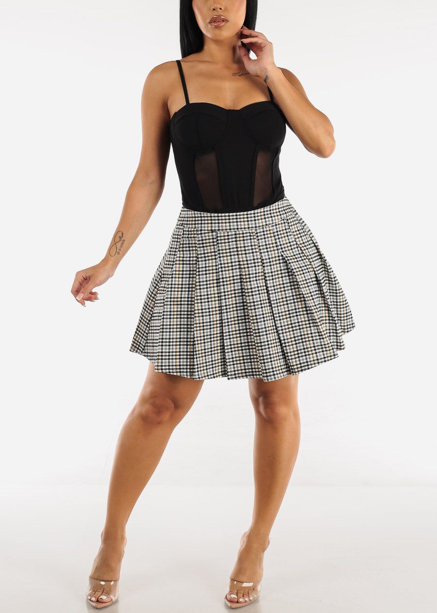High Waisted Plaid Pleated Mini Skirt sold by Moda product image thumbnail 2