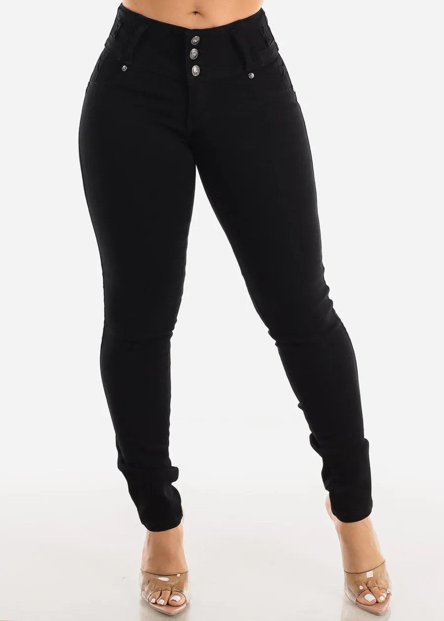MX JEANS Butt Lifting Black Skinny Jeans w Rhinestone Pockets sold by Moda product image thumbnail 3