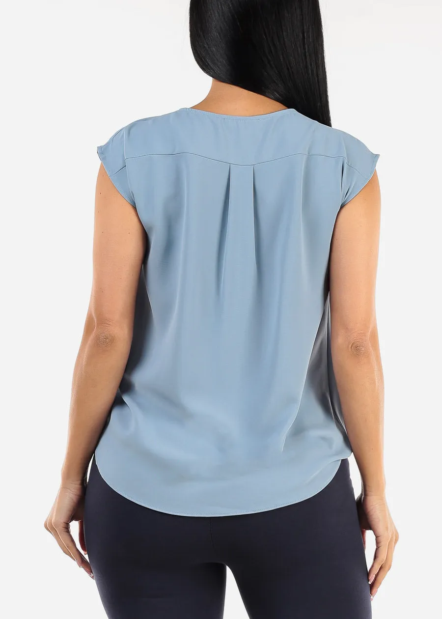 Sleeveless Surplice Blouse Blue sold by Moda product image thumbnail 4