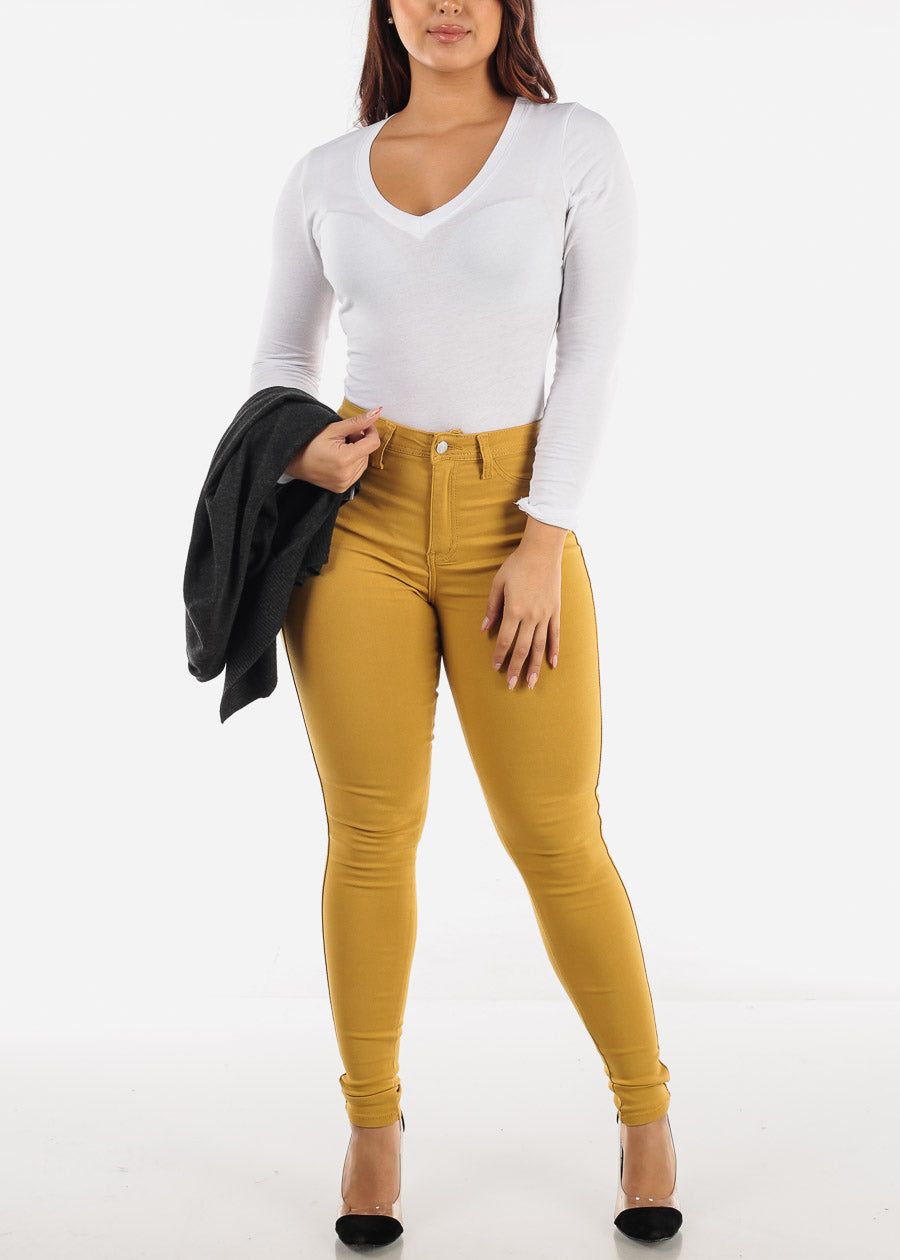 White Long Sleeve V Neck Thong Bodysuit sold by Moda product image thumbnail 2