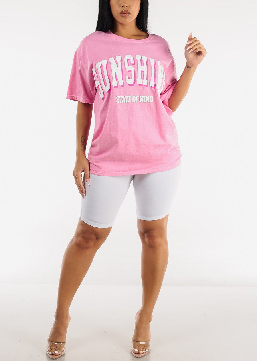 Short Sleeve Pink Sunshine Oversized Graphic Tee sold by Moda product image thumbnail 5