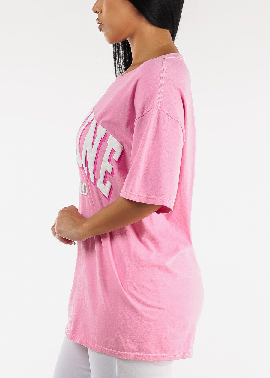 Short Sleeve Pink Sunshine Oversized Graphic Tee sold by Moda product image thumbnail 3