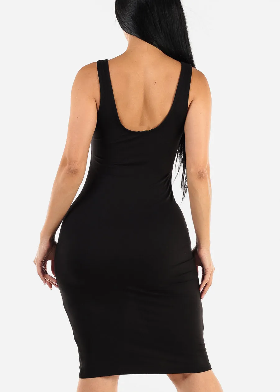 Scoop Neck Black Bodycon Midi Dress sold by Moda product image thumbnail 4