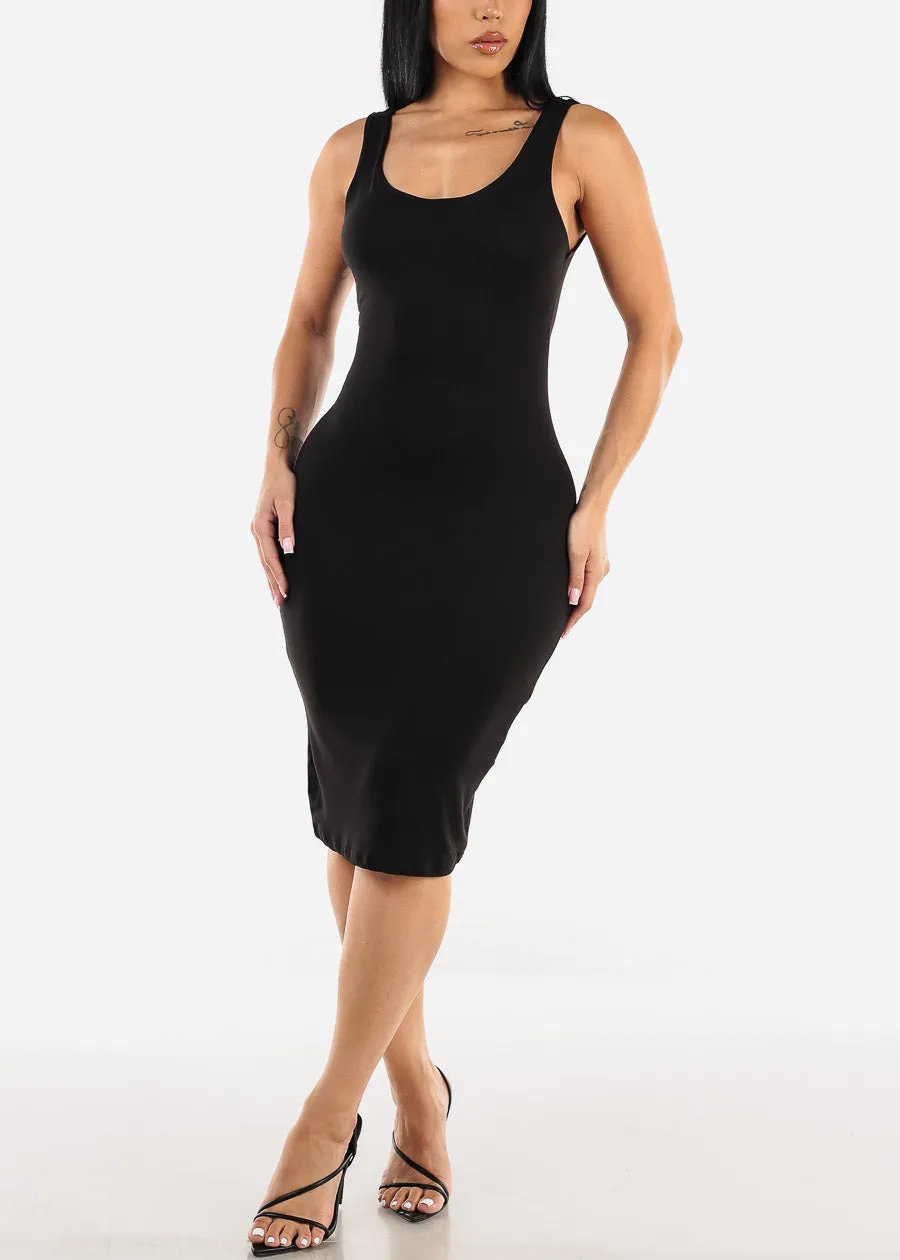 Scoop Neck Black Bodycon Midi Dress sold by Moda product image thumbnail 2
