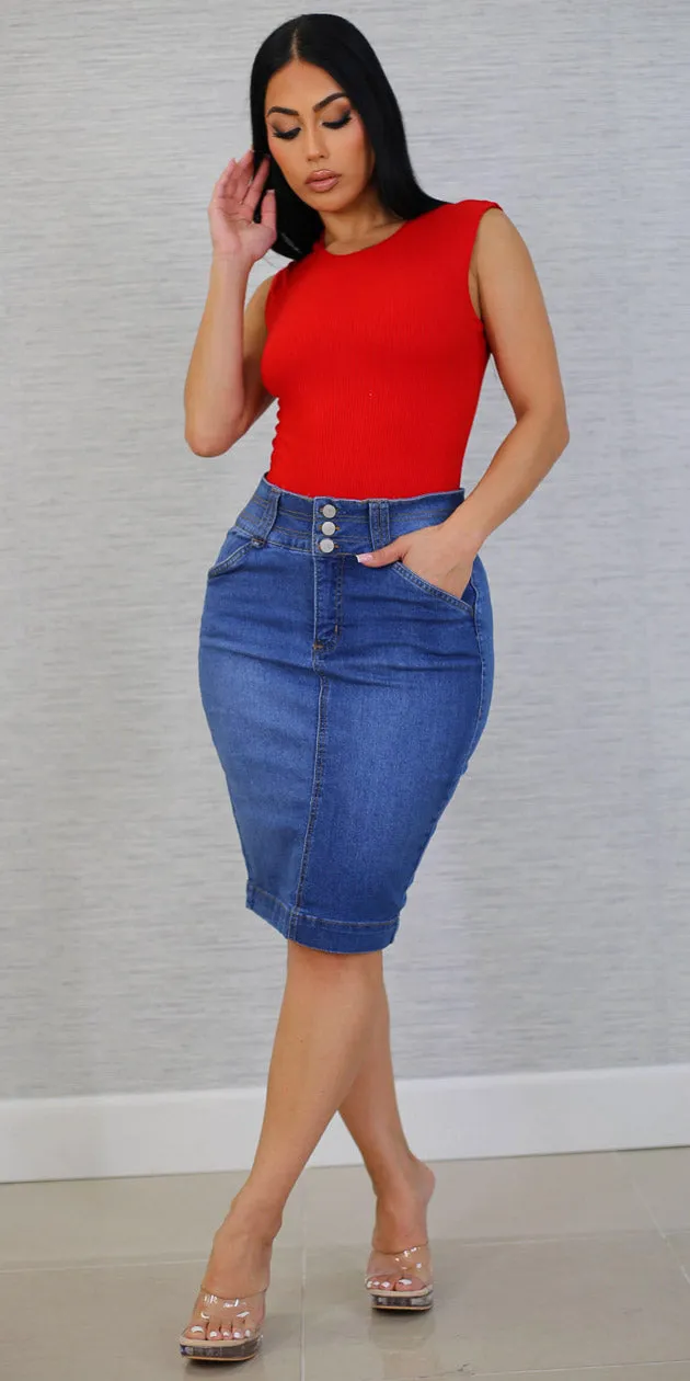 Sleeveless Denim Skirt Set sold by Moda product image thumbnail 3