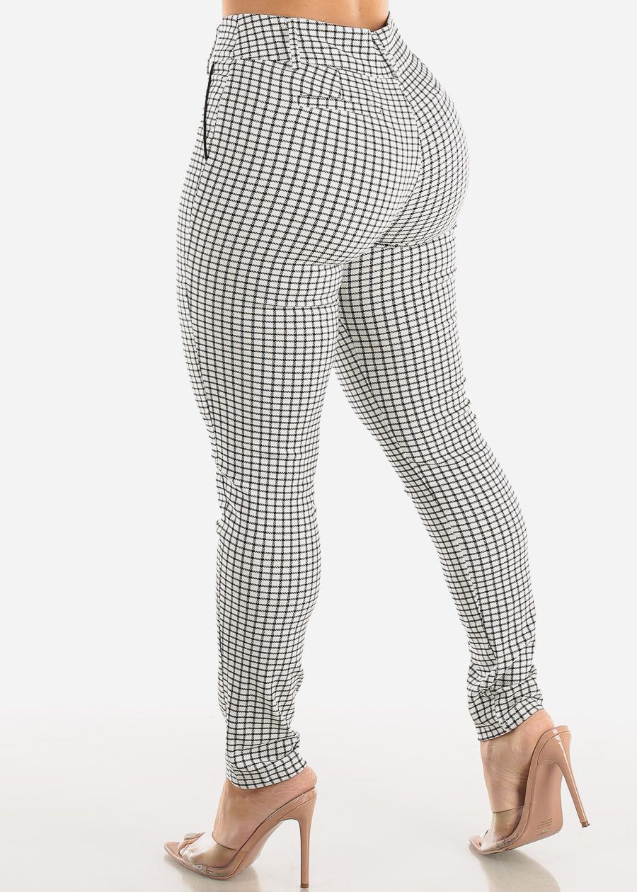 White High Waisted Checkered Skinny Pants sold by Moda product image thumbnail 4