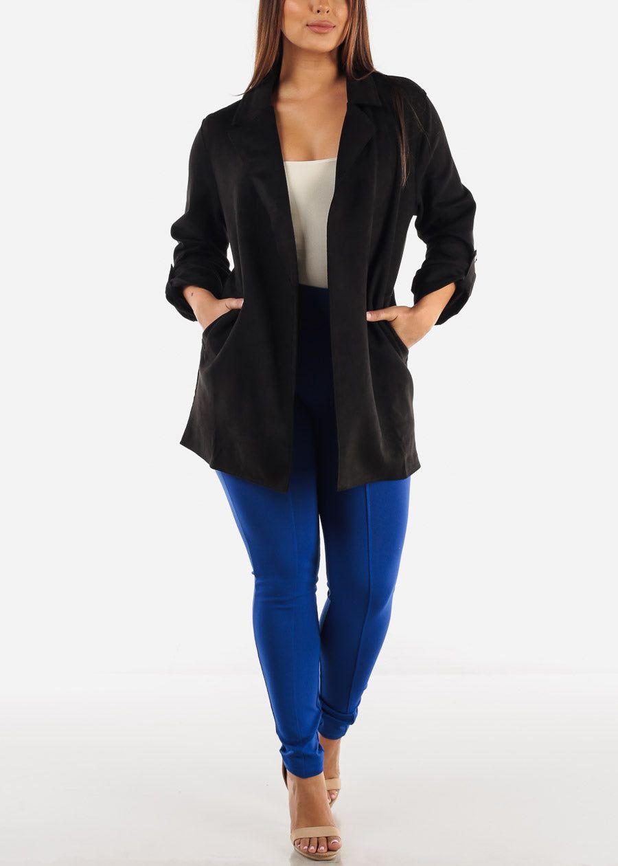 High Waisted Blue Skinny Pants w Zipper Detail sold by Moda product image thumbnail 2