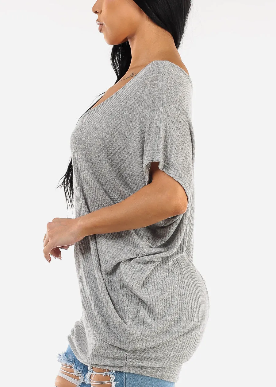 Short Dolman Sleeve Thermal Tunic Top Grey sold by Moda product image thumbnail 3