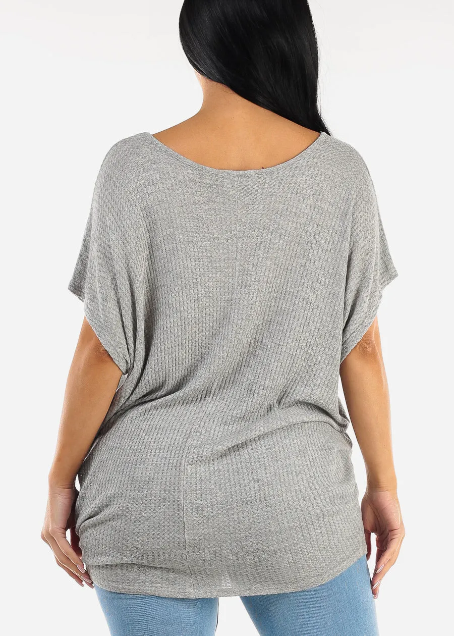 Short Dolman Sleeve Thermal Tunic Top Grey sold by Moda product image thumbnail 4