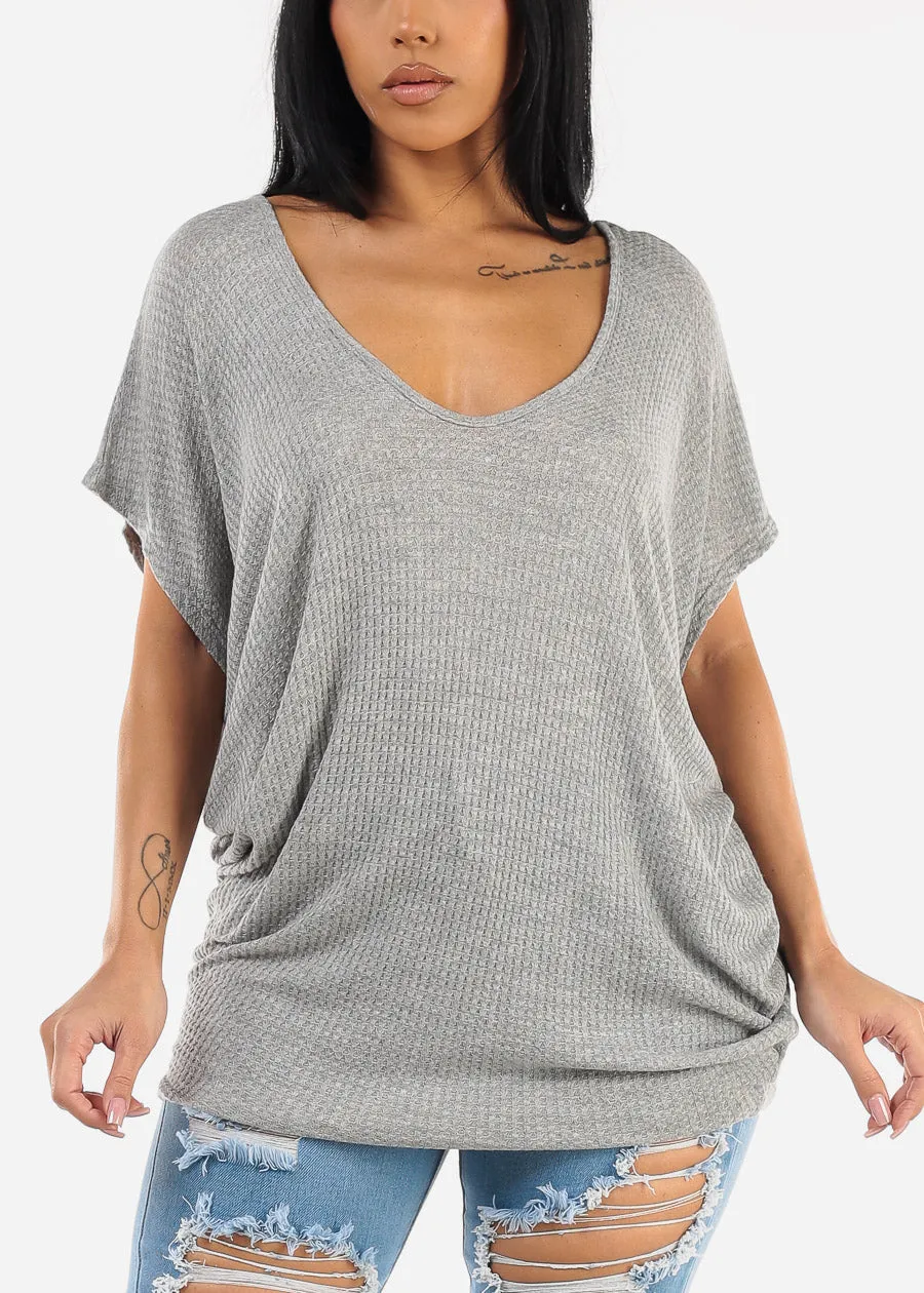 Short Dolman Sleeve Thermal Tunic Top Grey sold by Moda product image thumbnail 5