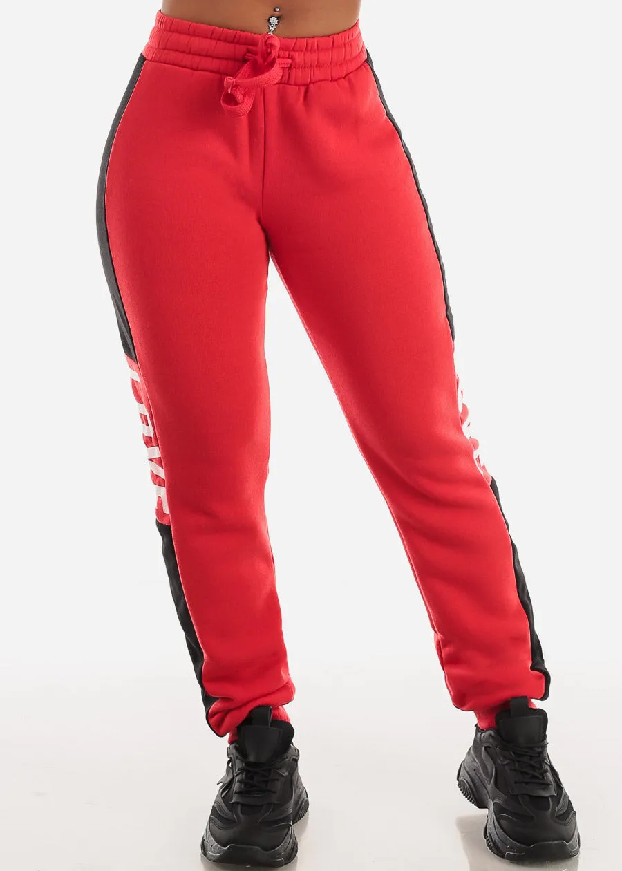 Fleece High Waist Jogger Sweatpants Red "Love" sold by Moda product image thumbnail 5