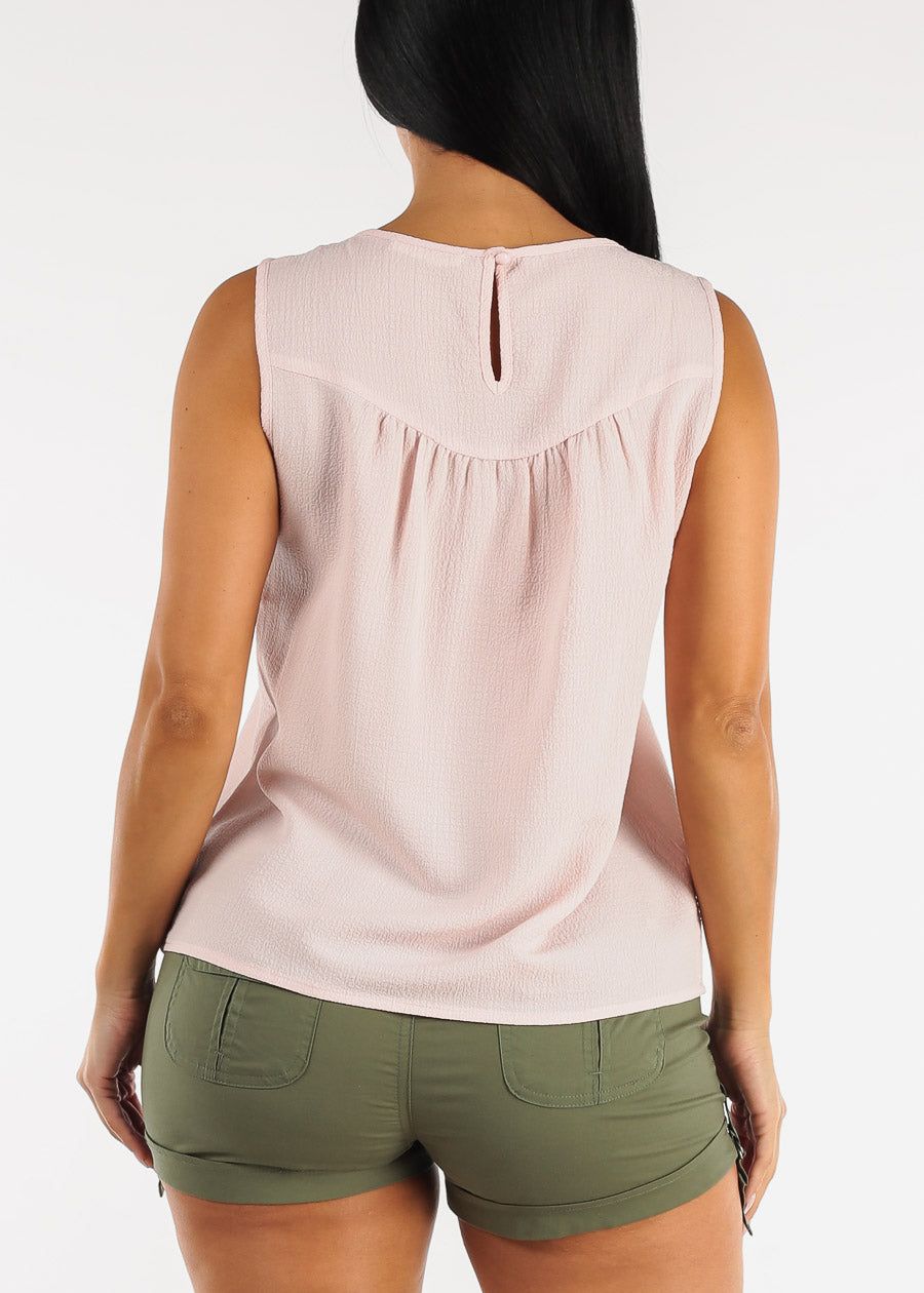 Sleeveless Crochet Neckline Blouse Blush sold by Moda product image thumbnail 4