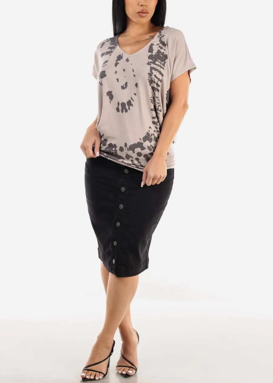 Short Dolman Sleeve Printed Tunic Top Taupe sold by Moda product image thumbnail 2