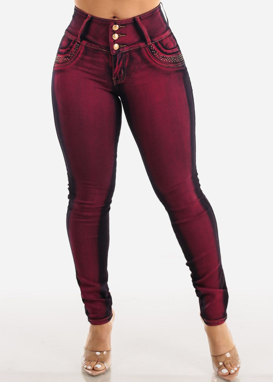MX JEANS Levantacola Mid Rise Skinny Jeans w Rhinestones sold by Moda product image thumbnail 3