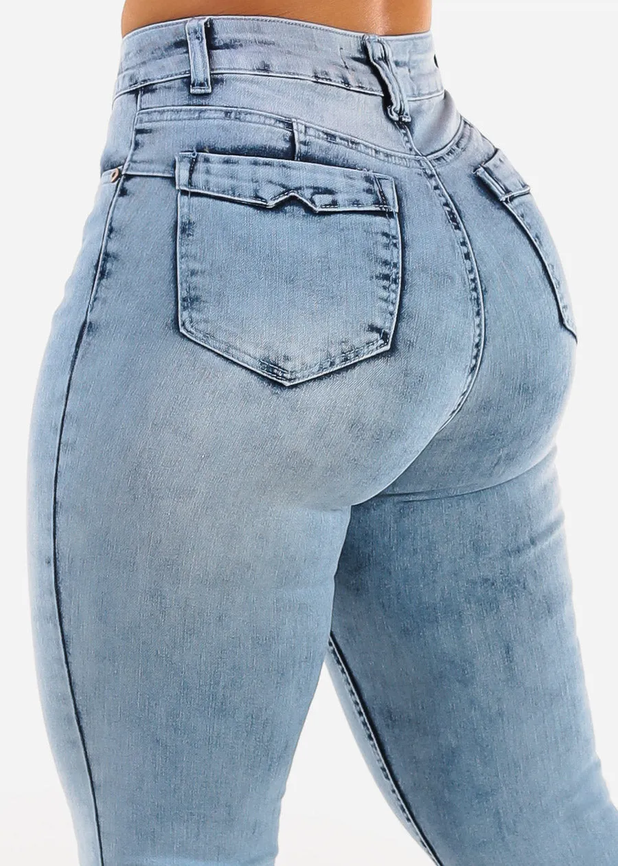 Butt Lift High Waist Acid Wash Skinny Jeans sold by Moda