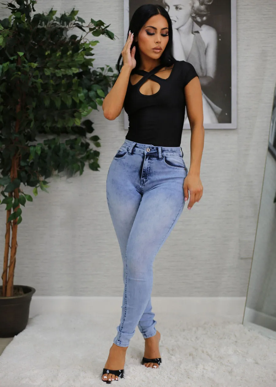 Butt Lift High Waist Acid Wash Skinny Jeans sold by Moda product image thumbnail 2