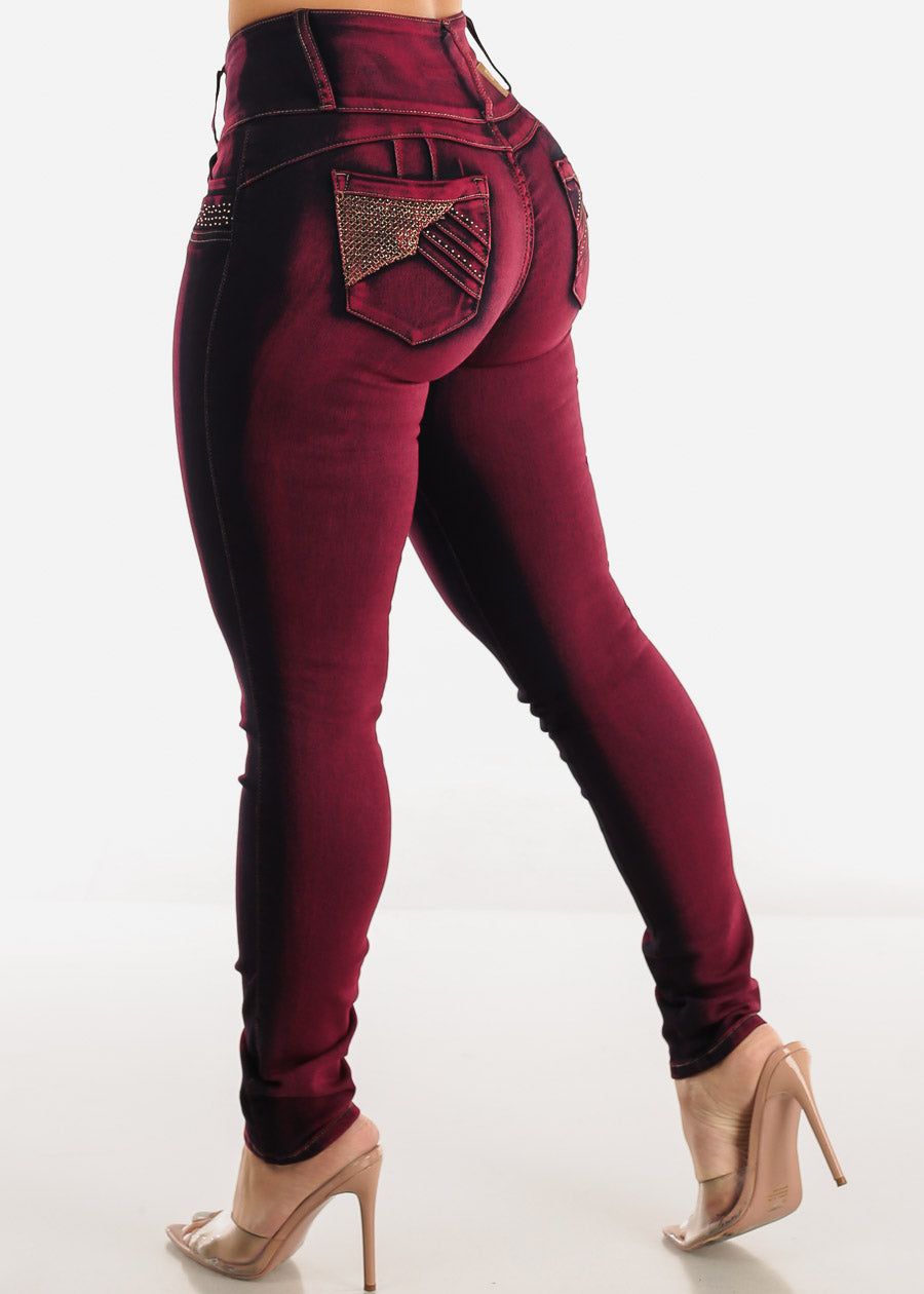 MX JEANS Levantacola Mid Rise Skinny Jeans w Rhinestones sold by Moda product image thumbnail 5