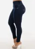 Dark Wash High Waist Butt Lifting Skinny Jeans w Pocket Design sold by Moda
