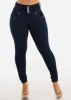 Dark Wash High Waist Butt Lifting Skinny Jeans w Pocket Design sold by Moda