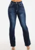 High Waisted Butt Lifting Bootcut Jeans Dark Blue sold by Moda