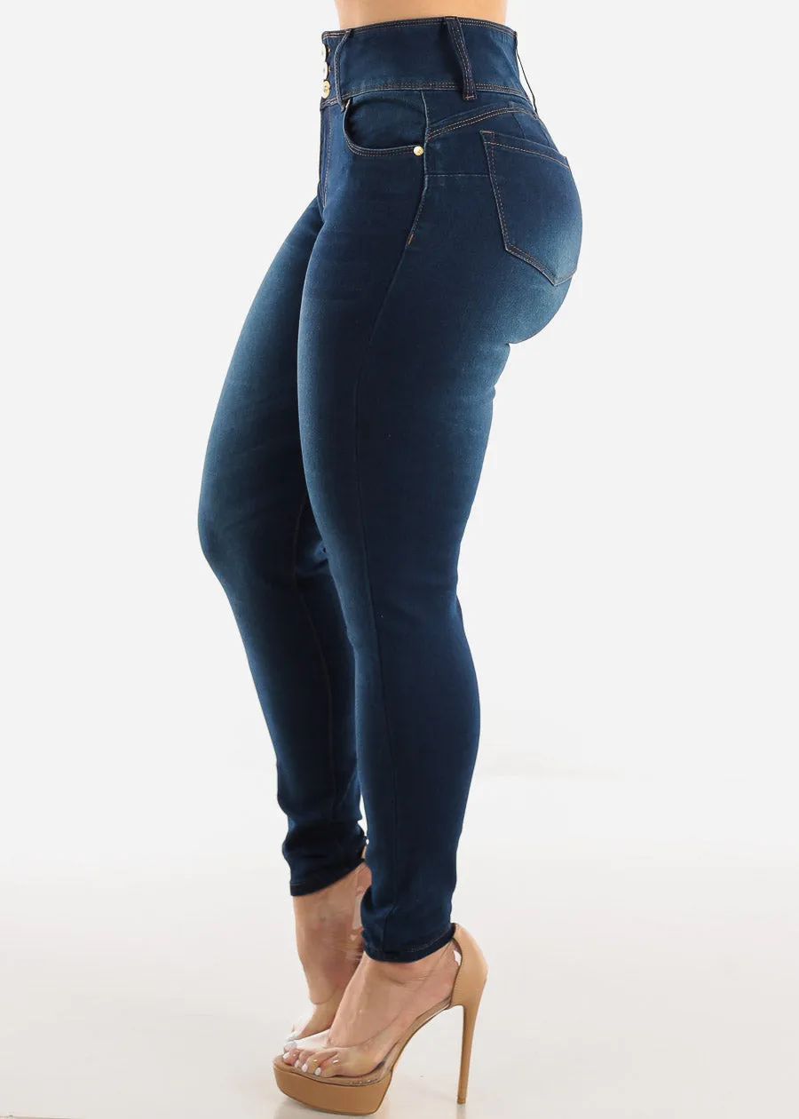 Super High Waist Dark Blue Butt Lifting Skinny Jeans sold by Moda product image thumbnail 4