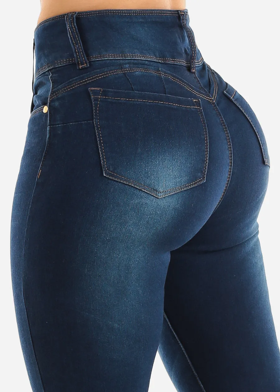 Super High Waist Dark Blue Butt Lifting Skinny Jeans sold by Moda
