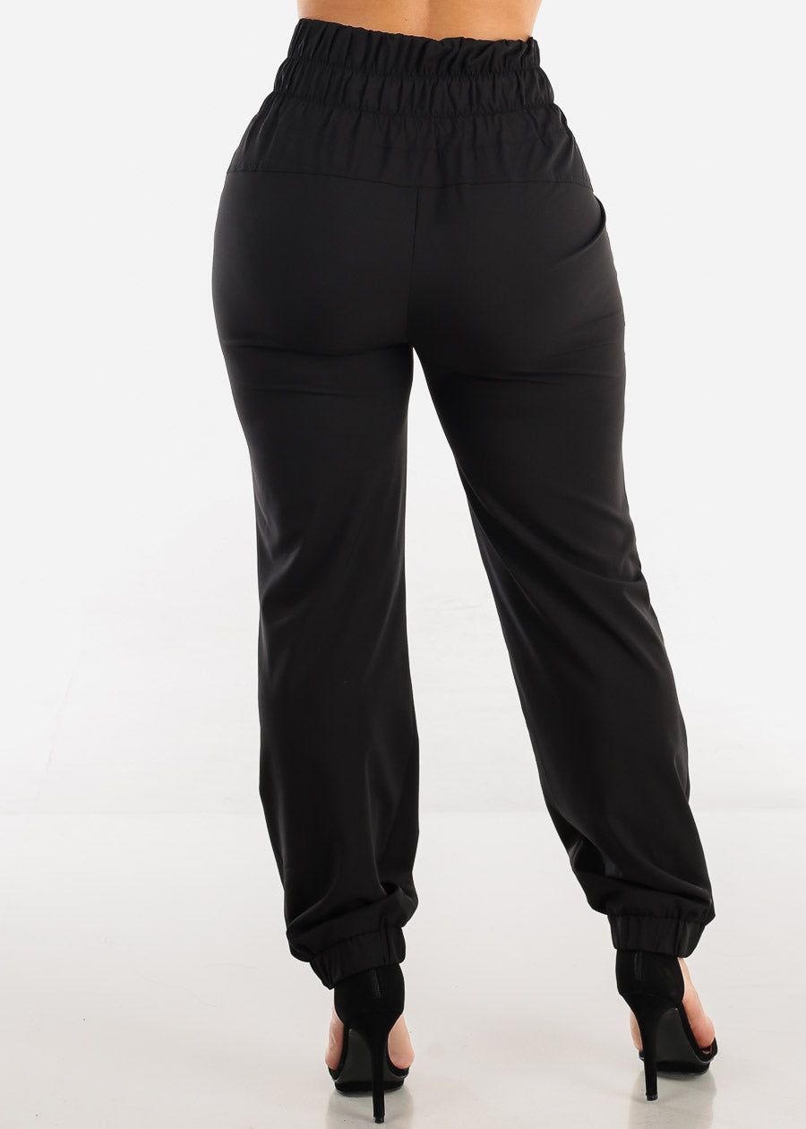 Black Ultra High Waist Windbreaker Joggers sold by Moda product image thumbnail 4