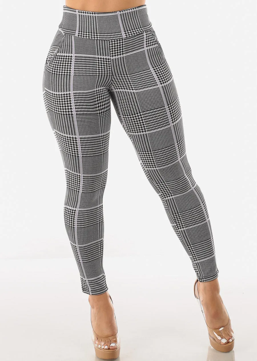 High Rise Butt Lift Plaid Skinny Pants Lilac sold by Moda product image thumbnail 4