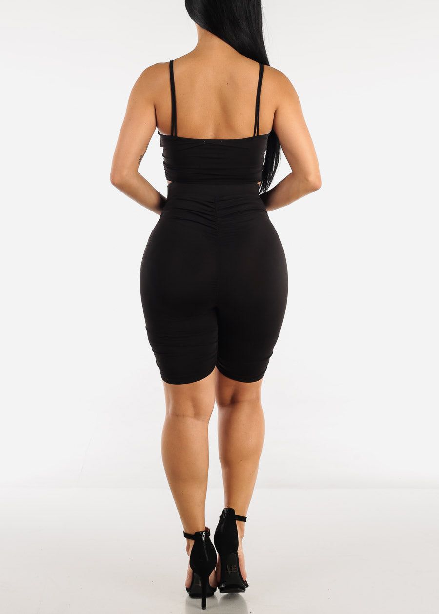 Black Ruched Crop Top & Bermuda Shorts (2 PCE SET) sold by Moda product image thumbnail 5