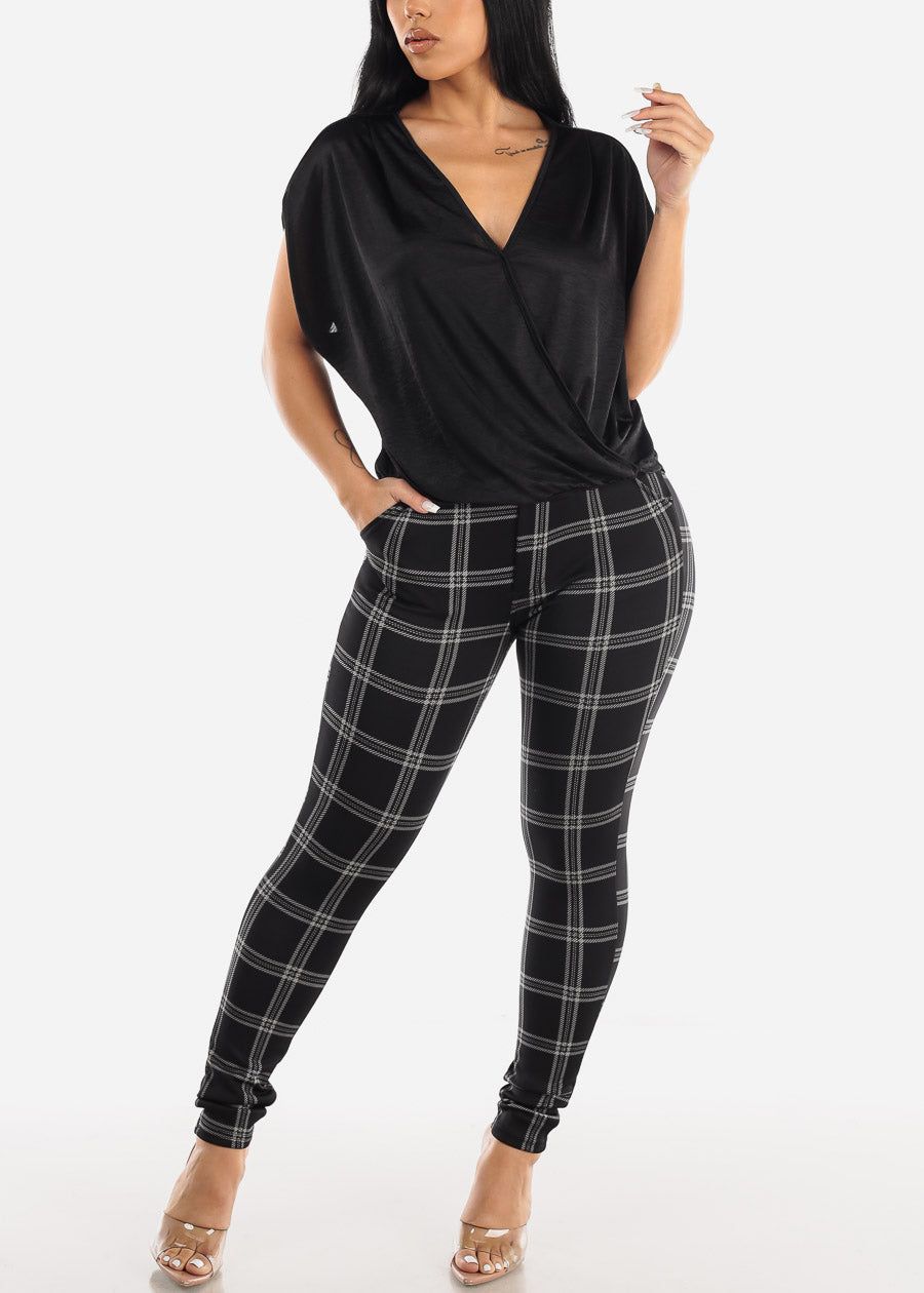 Black Short Sleeve Surplice Top sold by Moda product image thumbnail 2