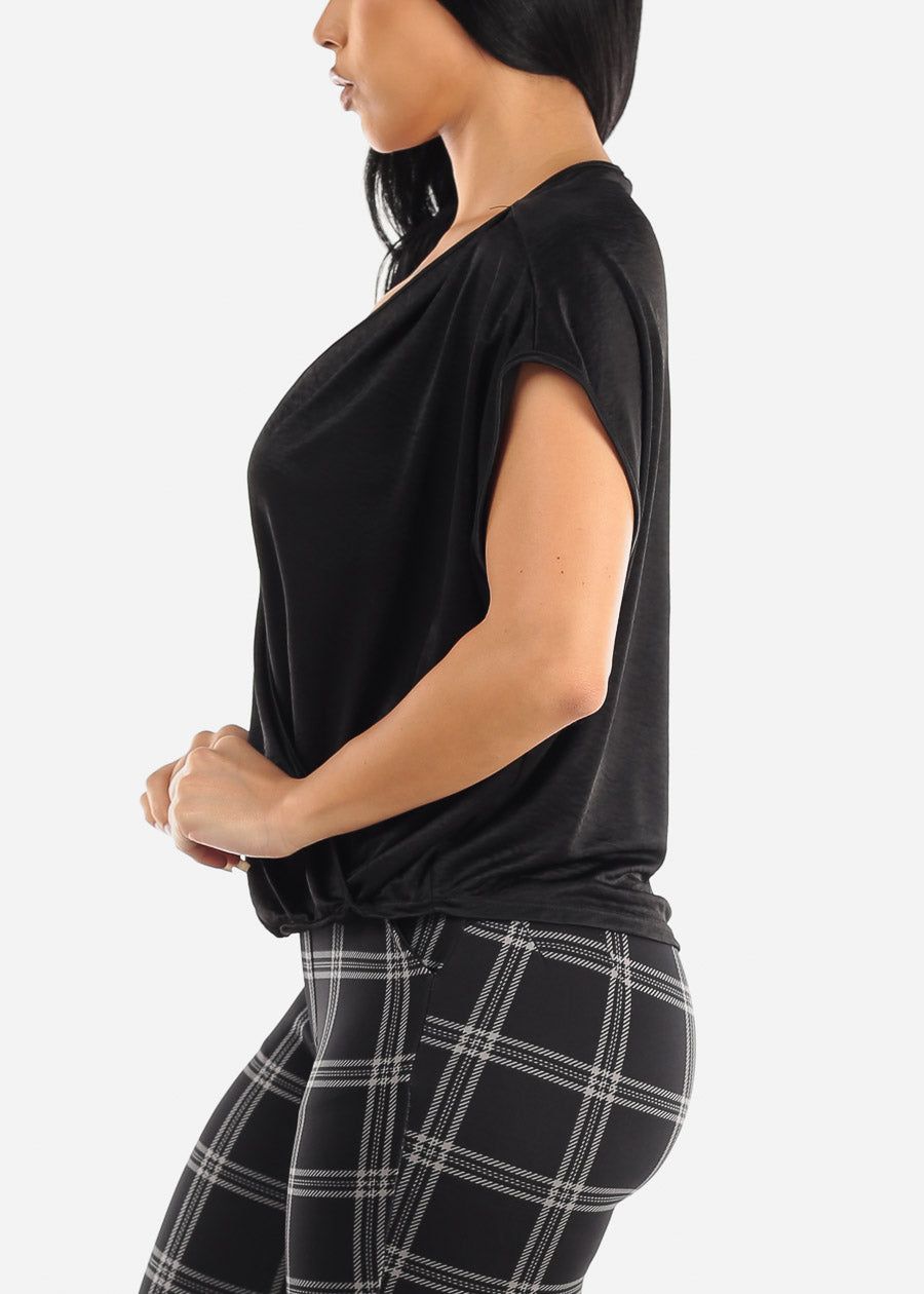 Black Short Sleeve Surplice Top sold by Moda product image thumbnail 3