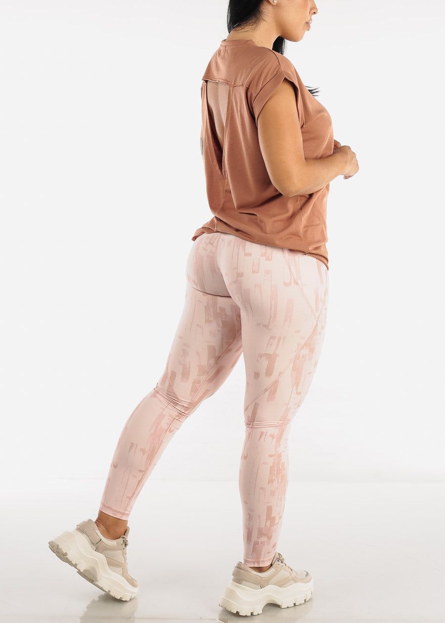 MONO B Activewear High Waisted Leggings Pink Printed sold by Moda product image thumbnail 5