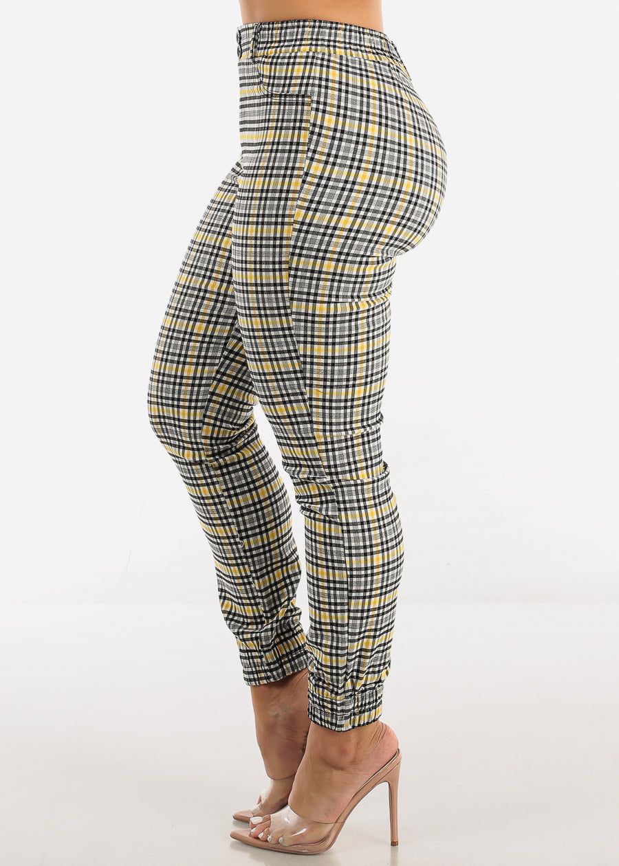 High Waisted Plaid Jogger Pants Yellow & Black sold by Moda product image thumbnail 5