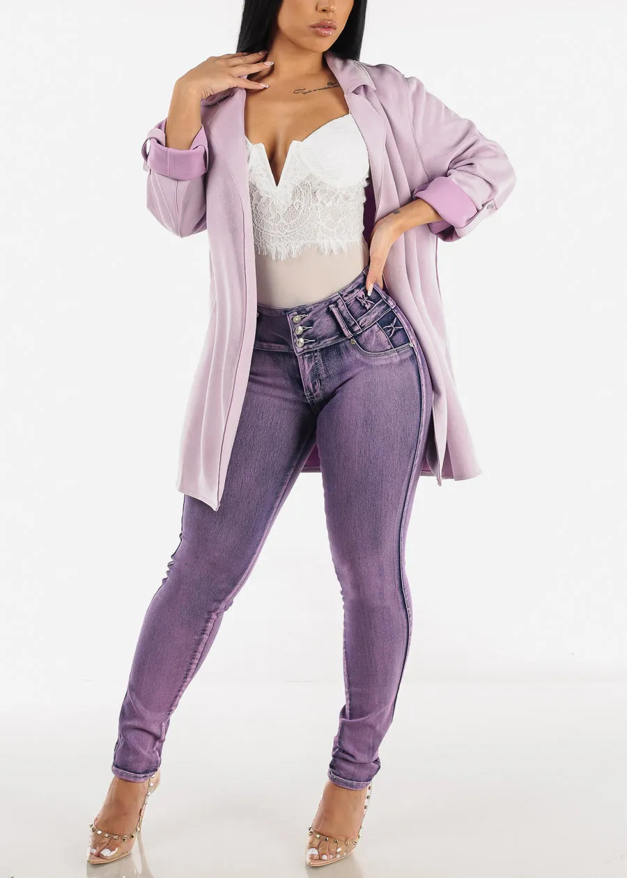 MX JEANS Butt Lifting Purple Skinny Jeans w Rhinestone Pockets sold by Moda product image thumbnail 4