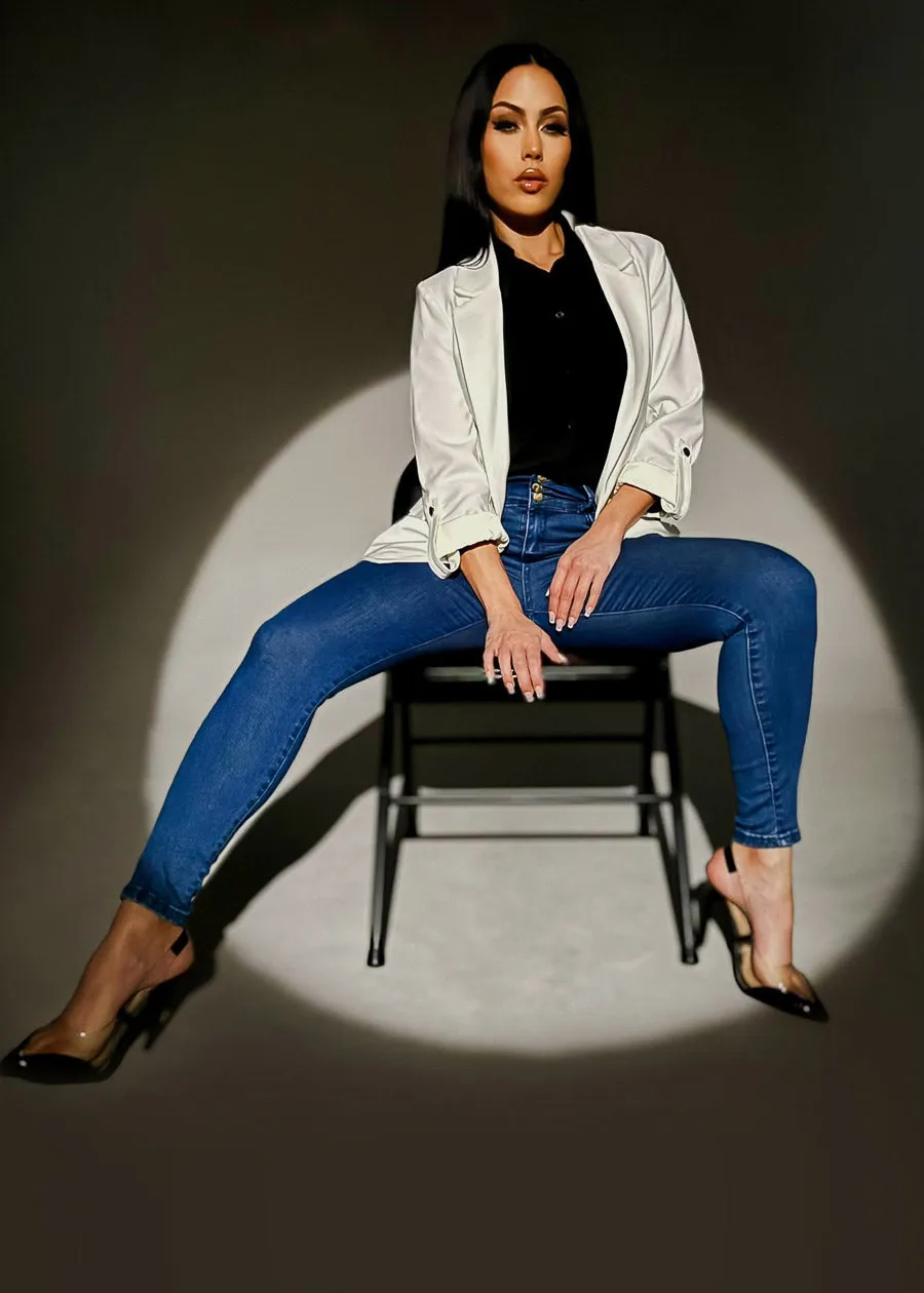 Super High Waist Butt Lifting Stretch Skinny Jeans Med Blue sold by Moda product image thumbnail 3