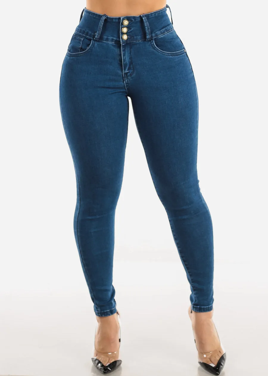 Super High Waist Butt Lifting Stretch Skinny Jeans Med Blue sold by Moda product image thumbnail 4
