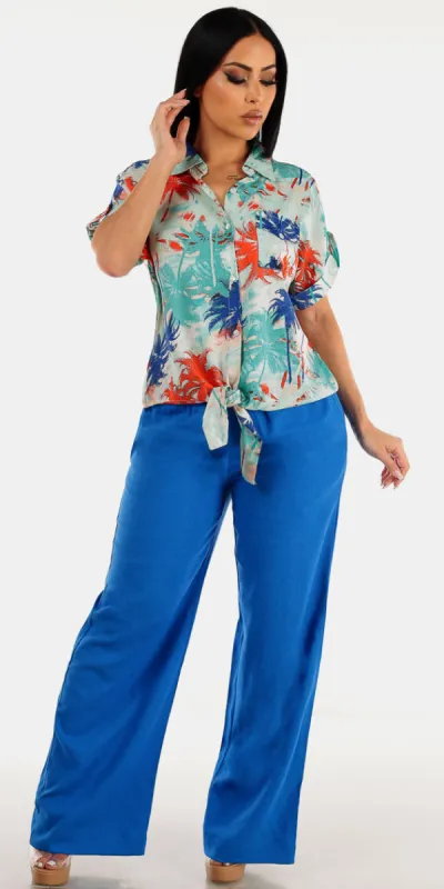 Tropical Blue Linen Outfit sold by Moda