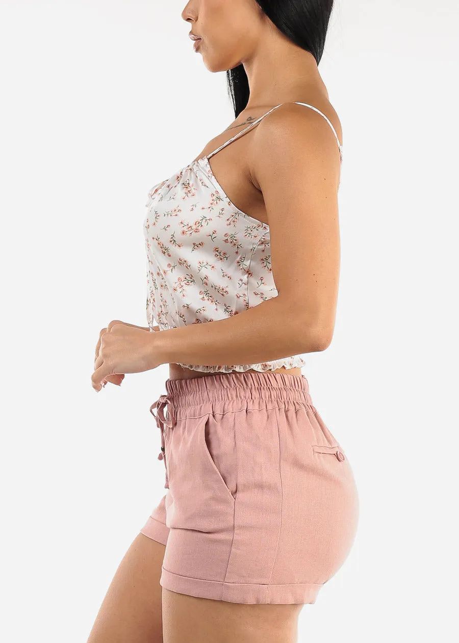 White Satin Sleeveless Floral Cami Crop Top sold by Moda product image thumbnail 4