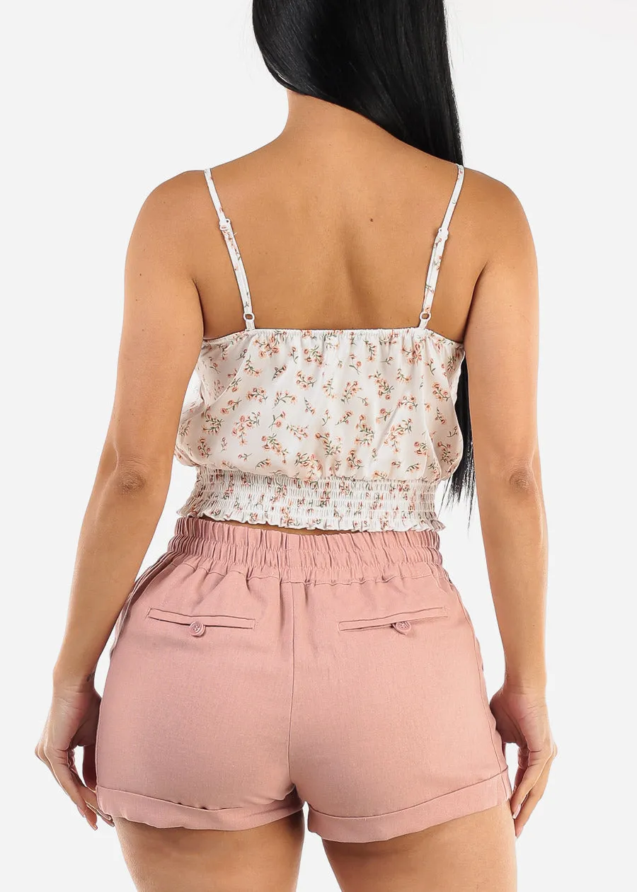 White Satin Sleeveless Floral Cami Crop Top sold by Moda product image thumbnail 5