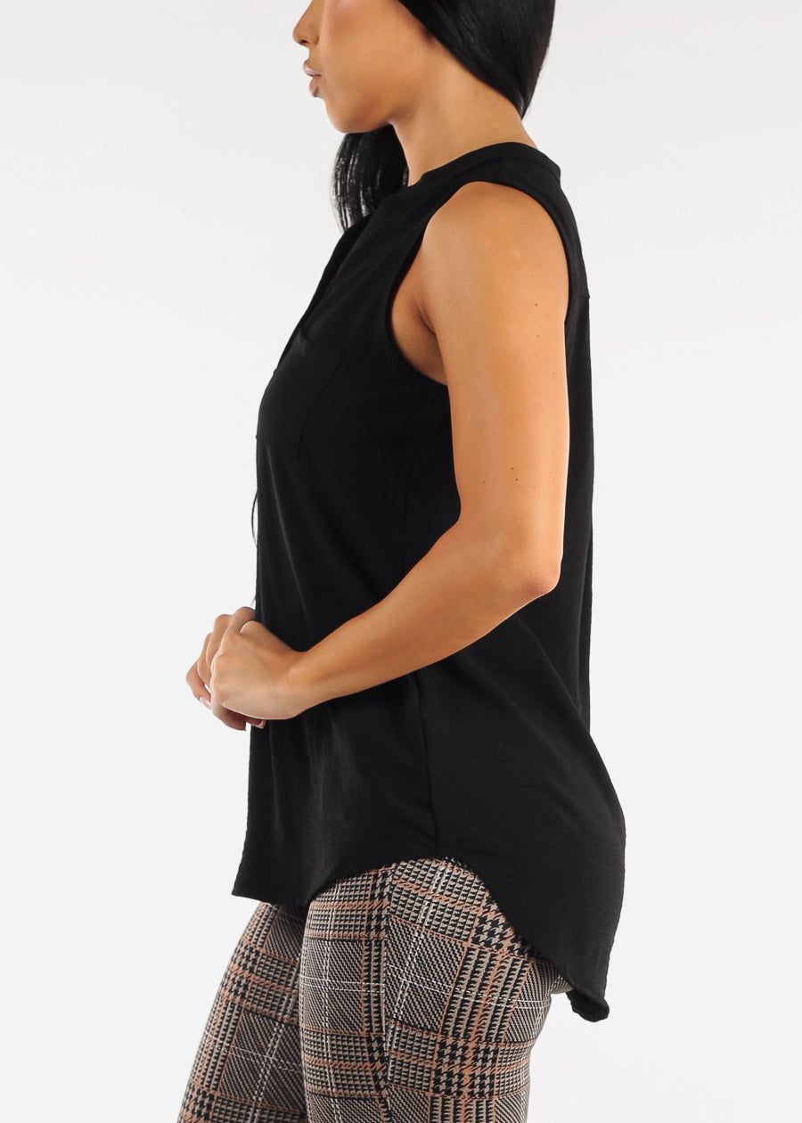 Black Sleeveless Loose Hi Low Tunic sold by Moda product image thumbnail 3