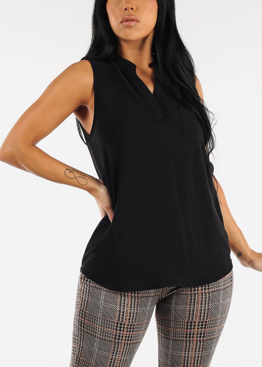Black Sleeveless Loose Hi Low Tunic sold by Moda