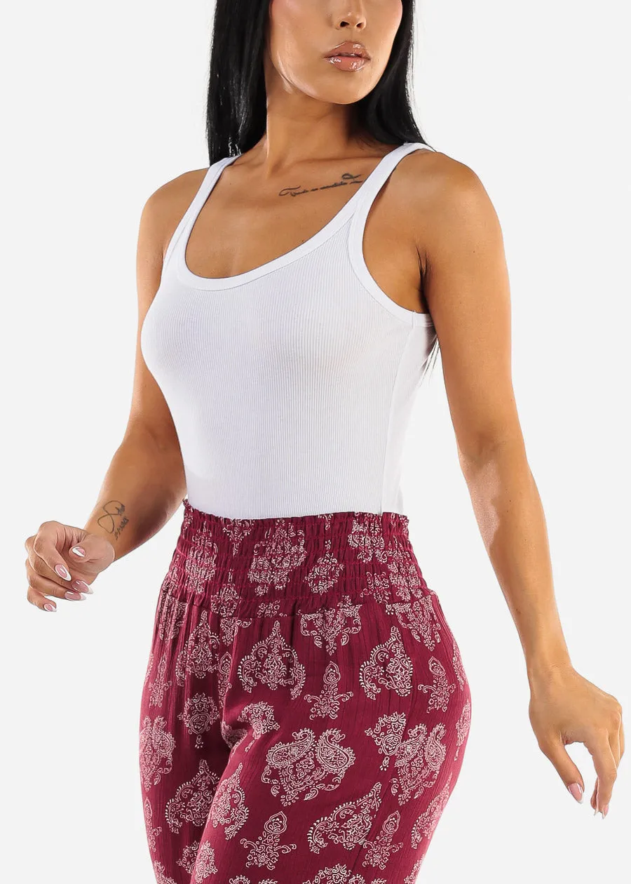 White Sleeveless Scoop Neck Ribbed Bodysuit sold by Moda product image thumbnail 5