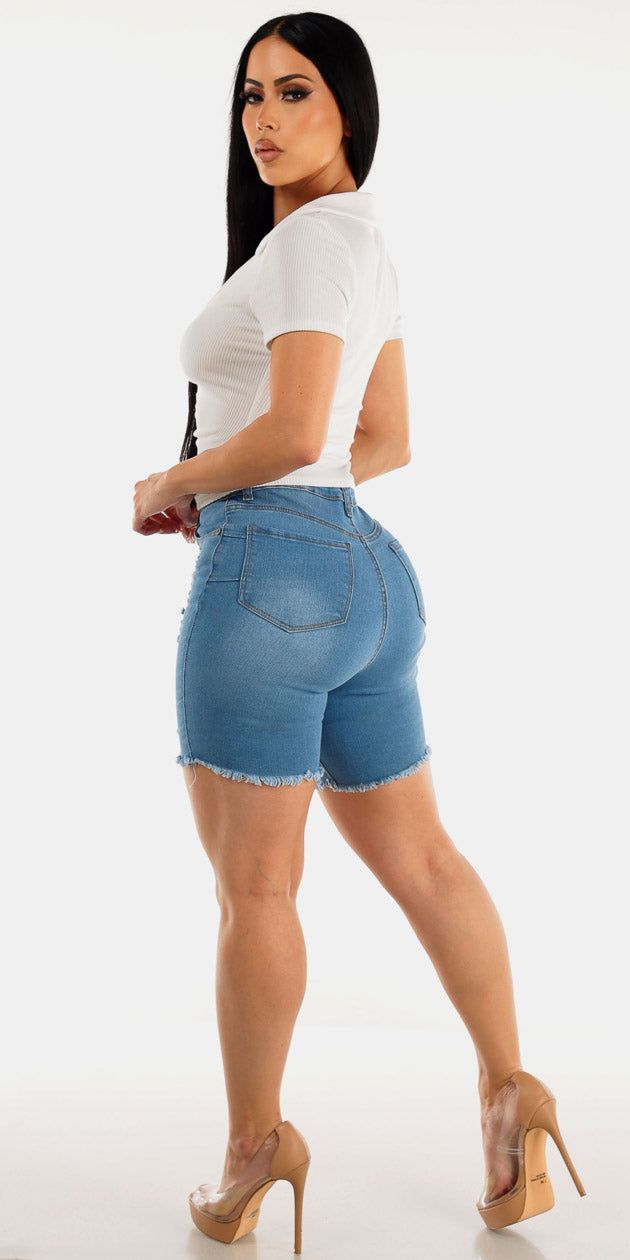 White Ruched Ripped Denim Outfit sold by Moda product image thumbnail 2