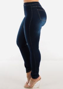 Super High Waisted Dark Blue Skinny Jeans sold by Moda