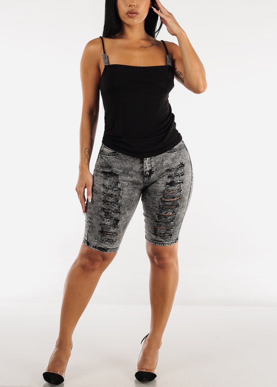 Slinky Stretchy Cami Top with Rhinestone Detail Black sold by Moda product image thumbnail 2