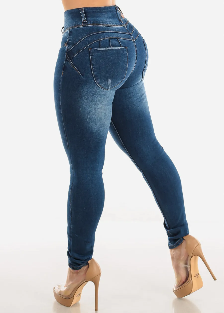 Levantacola Mid Rise Med Wash Skinny Jeans sold by Moda product image thumbnail 5